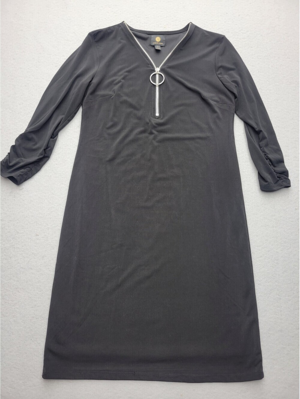 JM Collection Womens Dress PS Black A Line Midi 3/4 Sleeve Solid T Shirt Casual